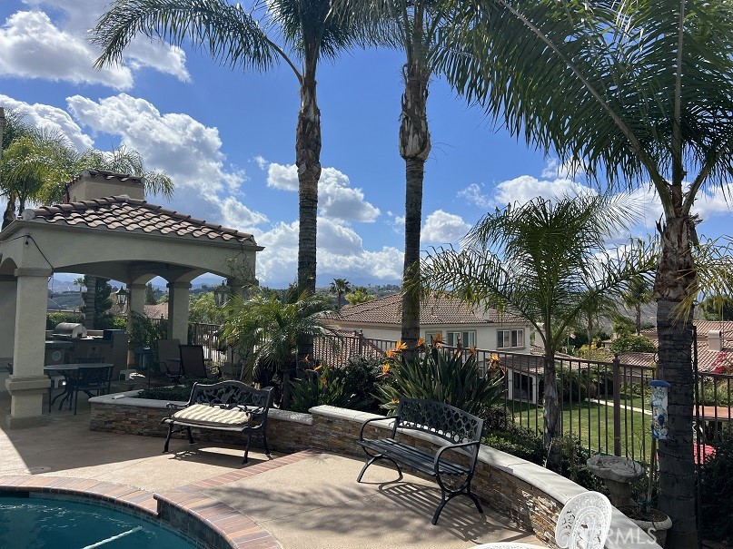 16130 Reiner Circle Riverside, CA 92504 - Photo 52 of 74 a row of palm trees and swimming pool in the backyard of a house