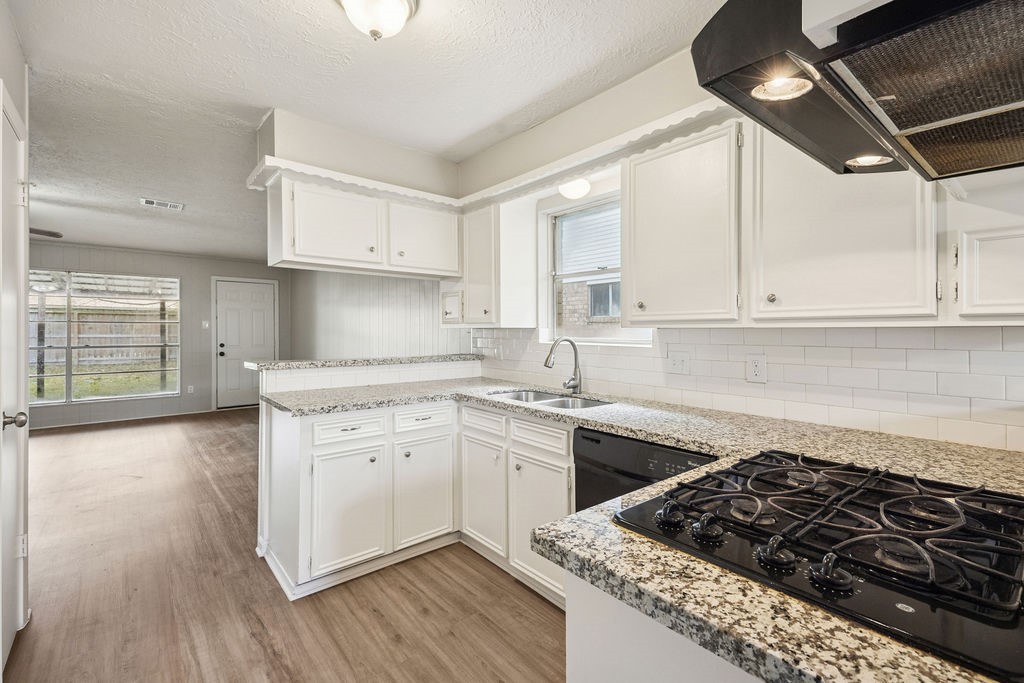 4019 Danpree Street Pasadena, TX 77504 - Photo 6 of 20 a kitchen with a stove a sink and a refrigerator