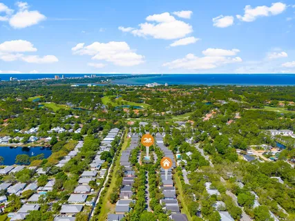 a view of a golf course with a garden