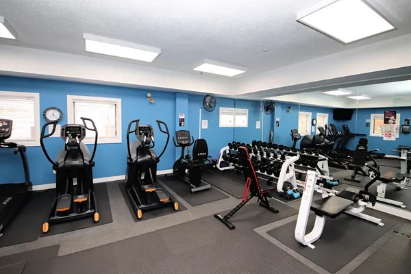 a view of a room with gym equipment