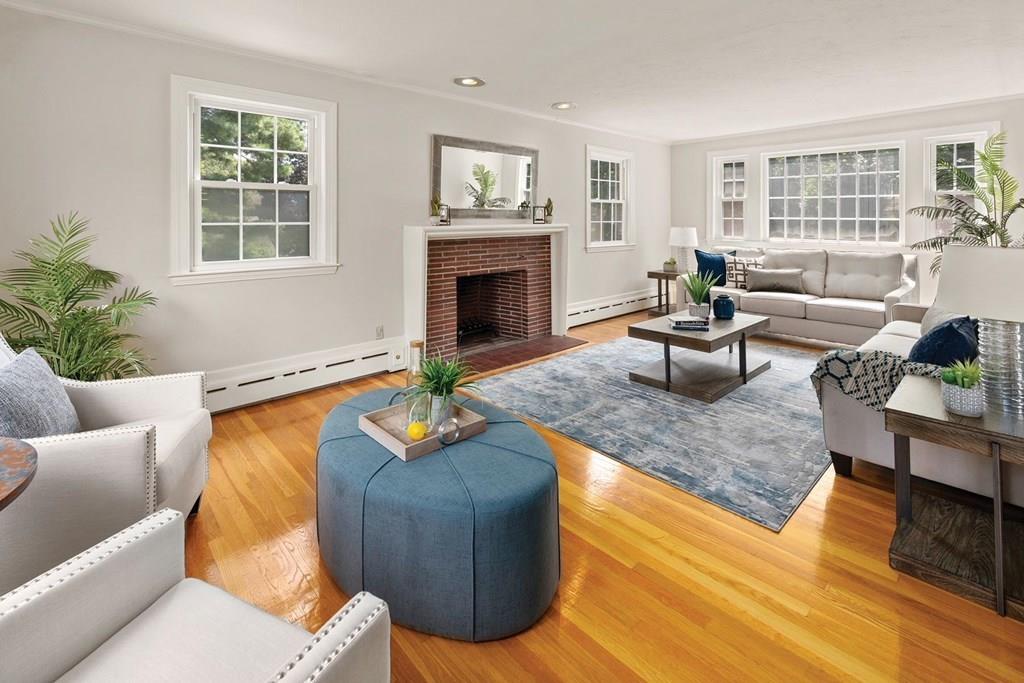 7 Dorothy Road Newton, MA 02459 - Photo 6 of 23 a living room with furniture fireplace and window