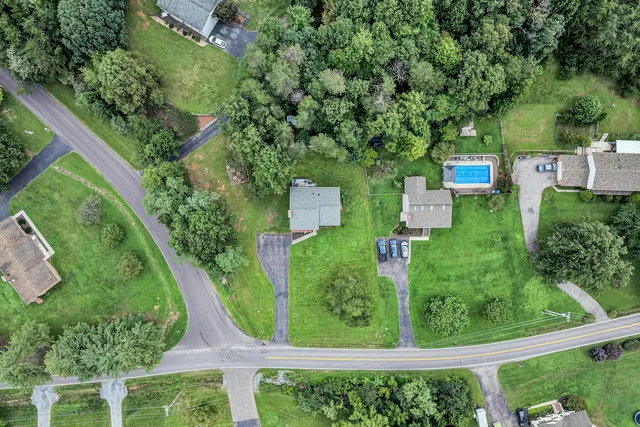 an aerial view of a house
