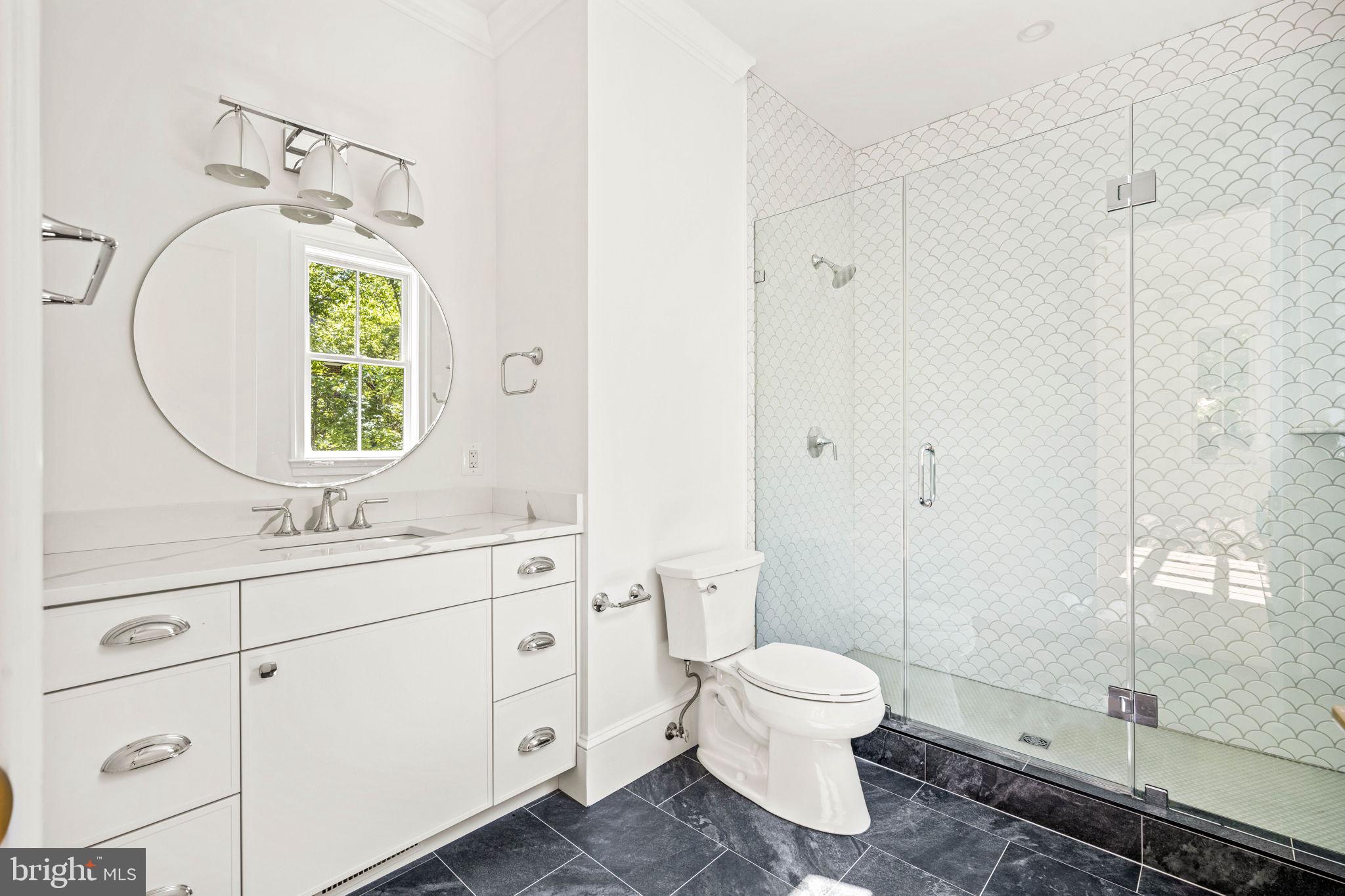 414 Rucker Place Alexandria, VA 22301 - Photo 51 of 135 a bathroom with a toilet a sink a mirror and shower