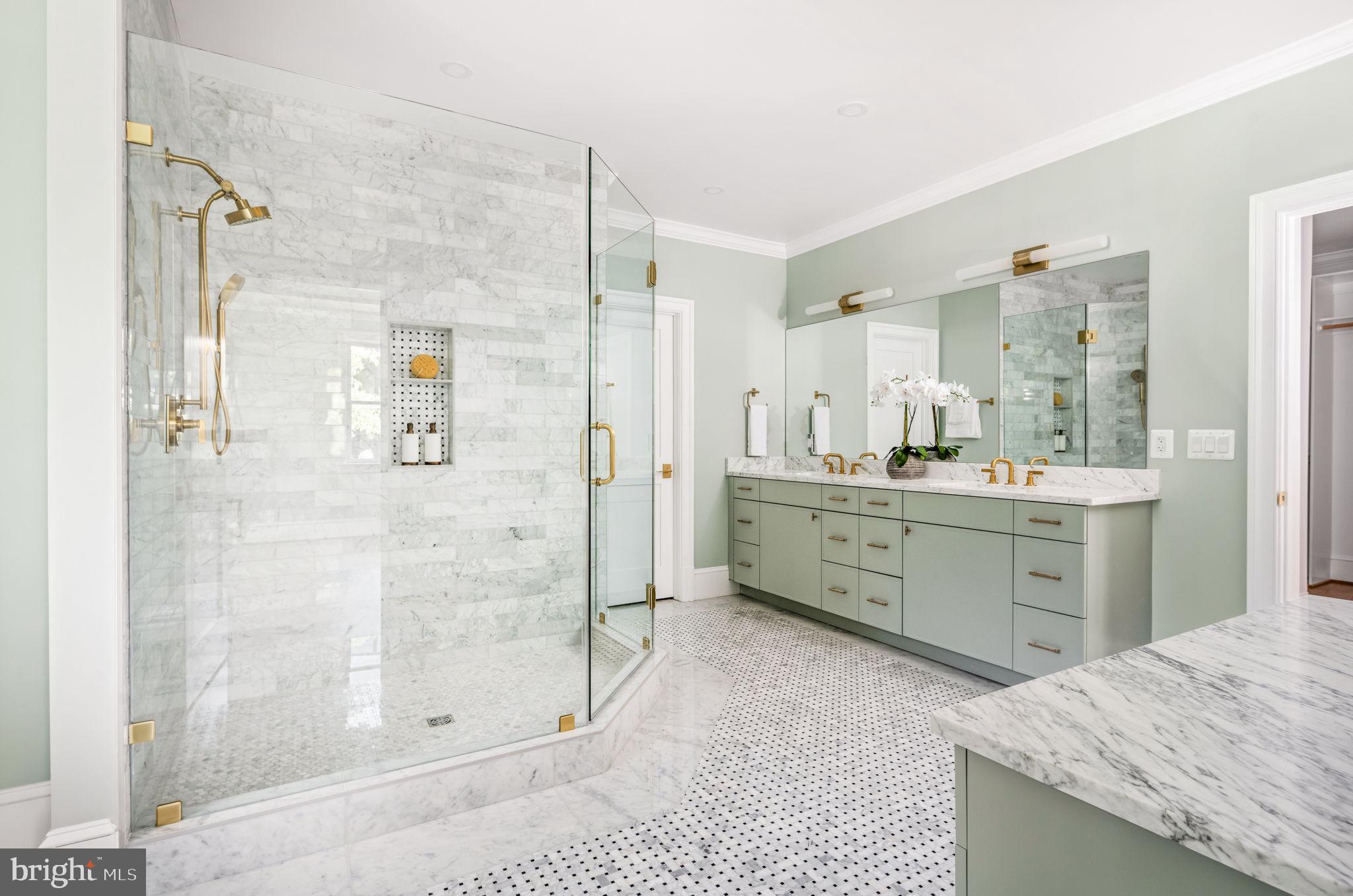 414 Rucker Place Alexandria, VA 22301 - Photo 72 of 135 a bathroom with a granite countertop sink mirror and shower