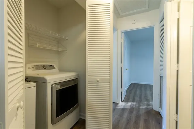 a view of washer and dryer in a utility room