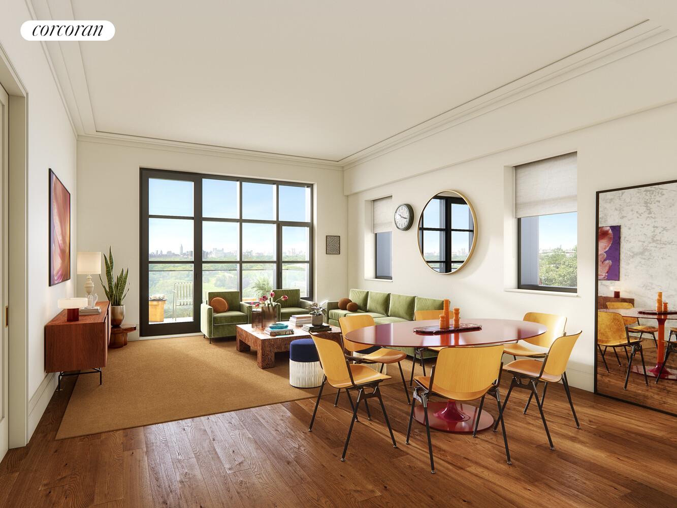 127 Kent Avenue, Unit 2C Brooklyn, NY 11249 - Photo 19 of 22 a living room with furniture and a large window