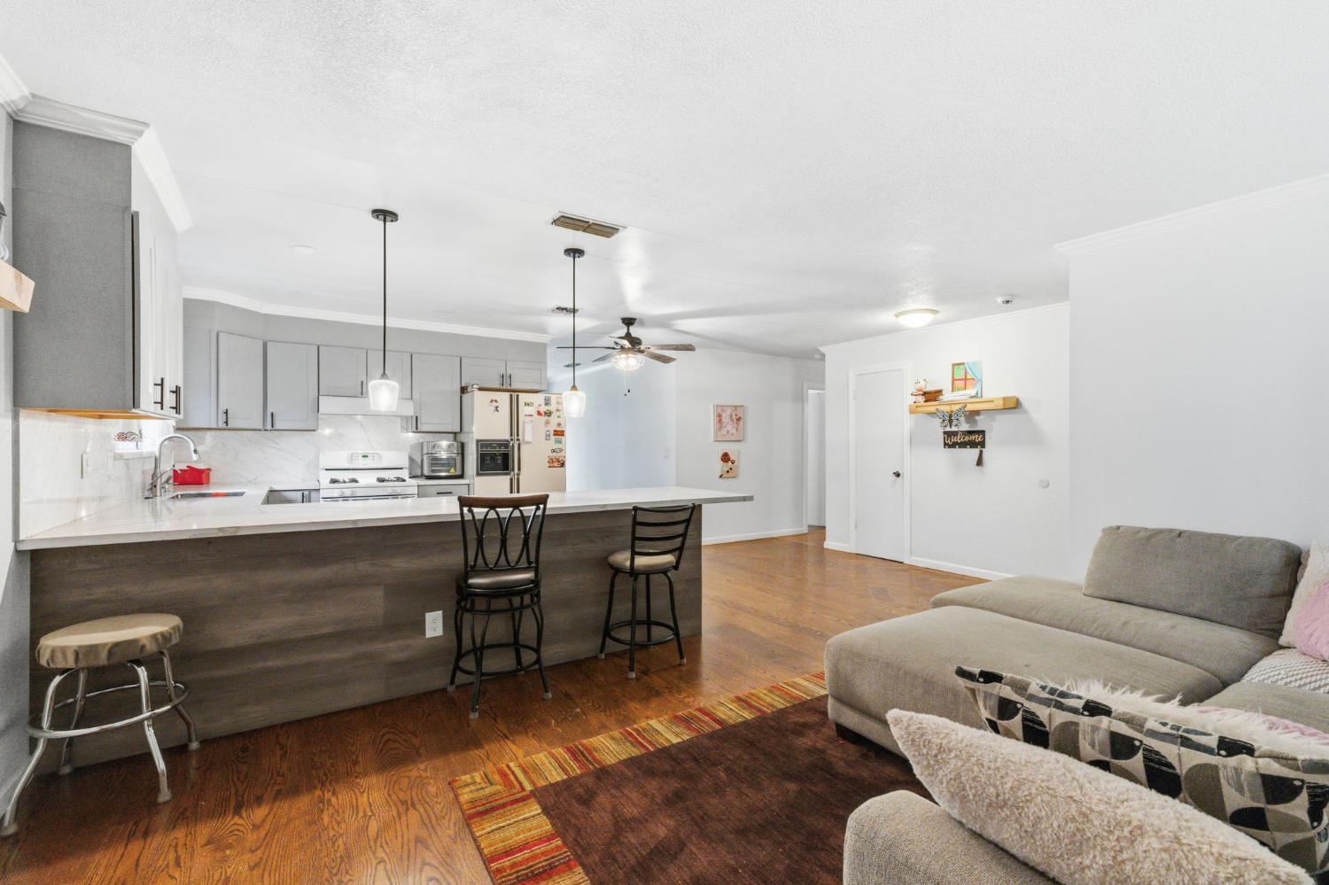 204 West Cesar Chavez Boulevard Fresno, CA 93706 - Photo 11 of 28 a living room with furniture and kitchen view