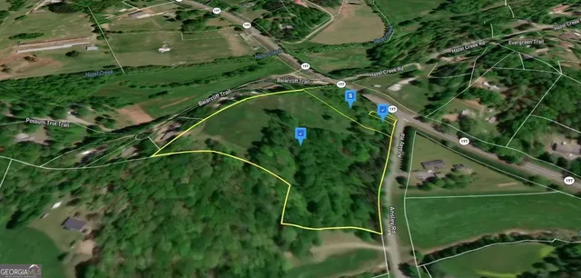 an aerial view of a residential houses