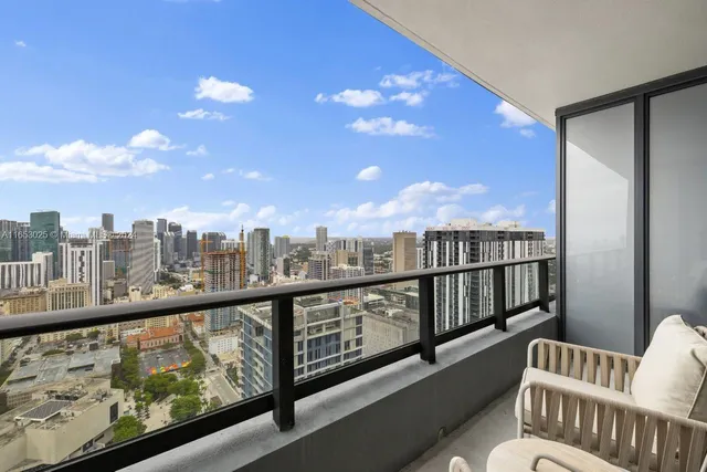 a view of city from a balcony