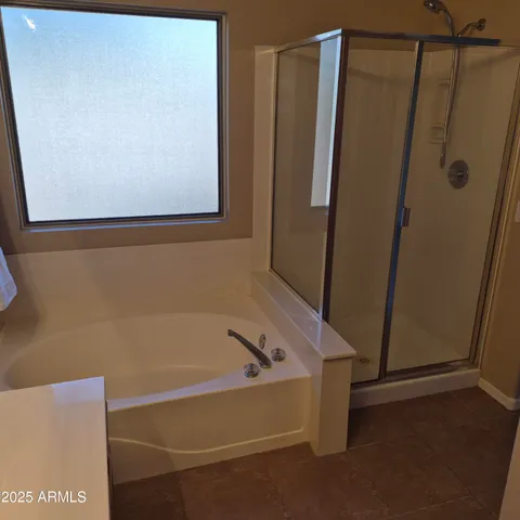 a bathroom with a bathtub
