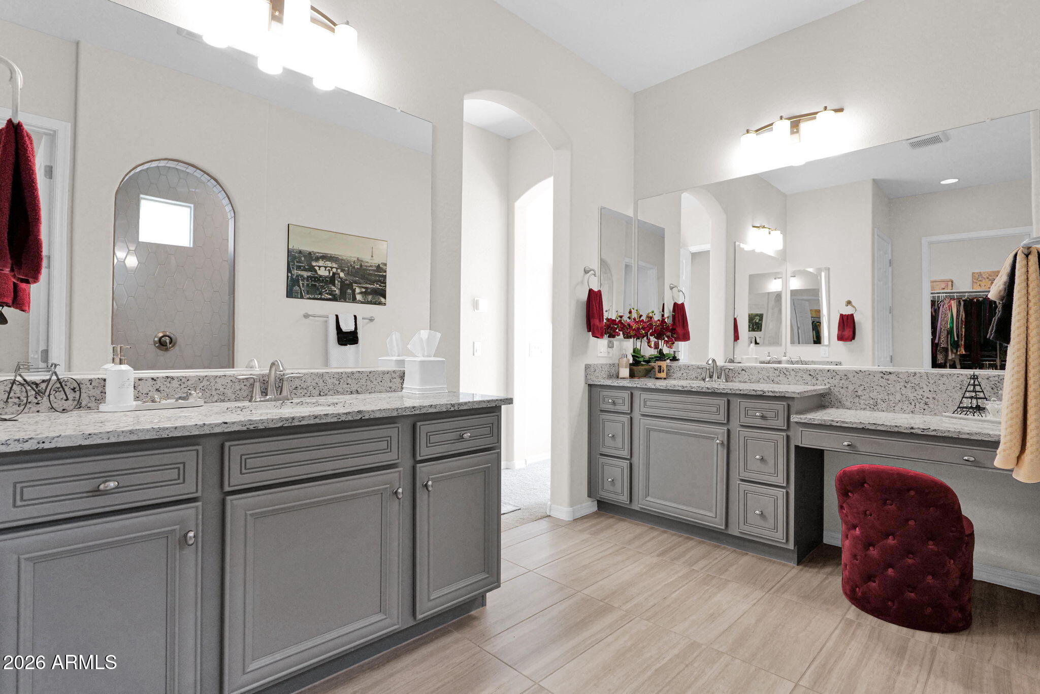 7723 West Willow Way Florence, AZ 85132 - Photo 28 of 64 a bathroom with a granite countertop sink and a mirror