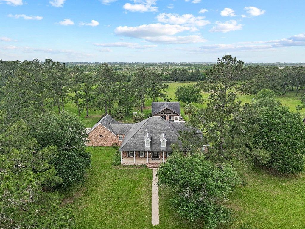 an aerial view of a house