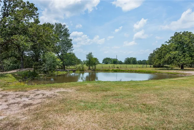 a view of a lake with a building in the background