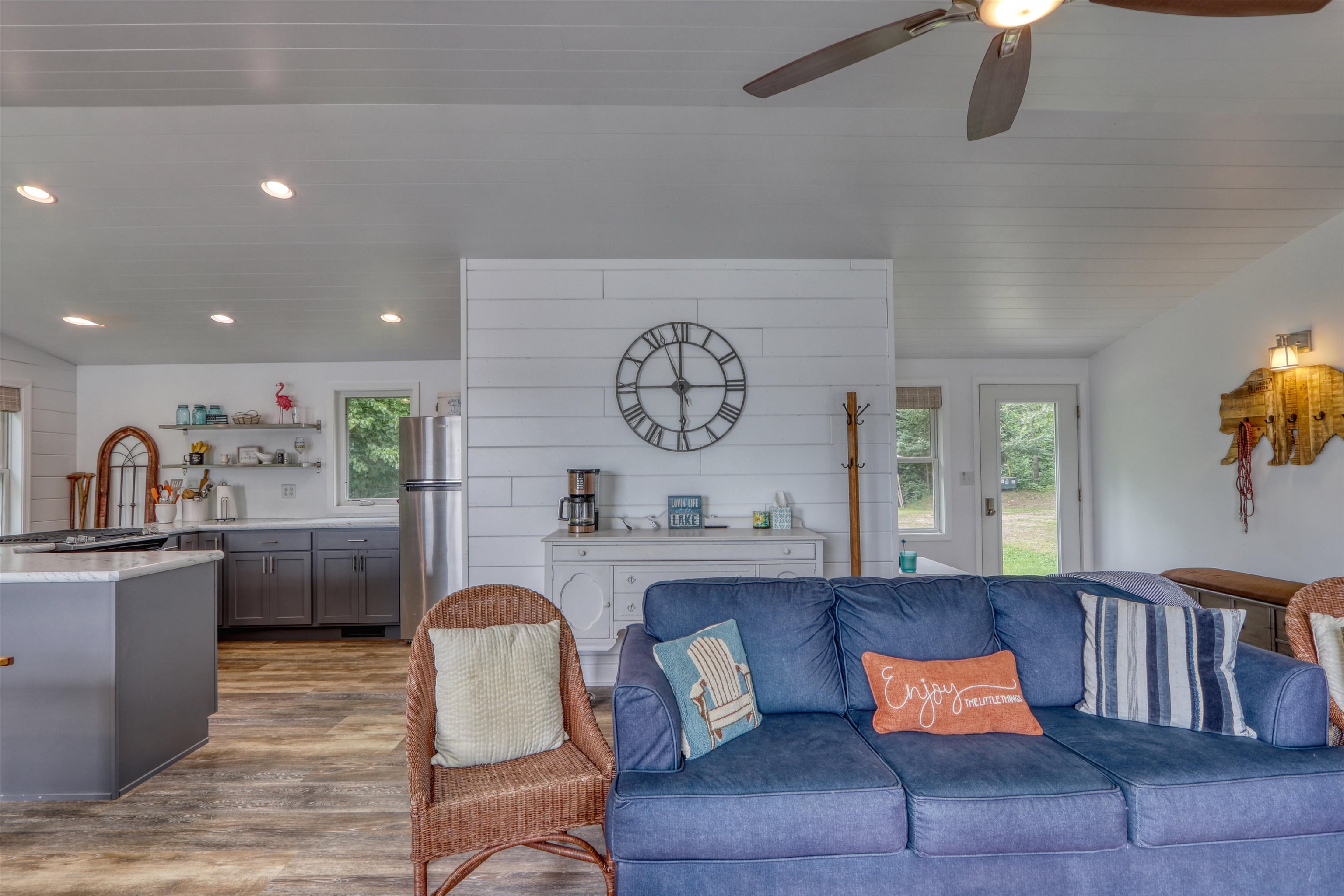 7144 Malm Road Winter, WI 54896 - Photo 19 of 58 Living area with wood finished floors, ceiling fan, and recessed lighting