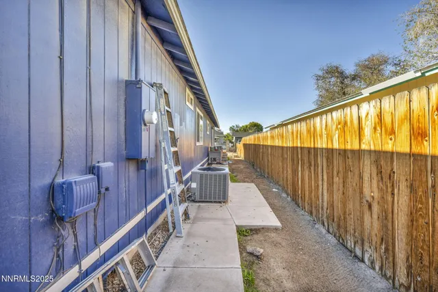 a view of a backyard with a barn