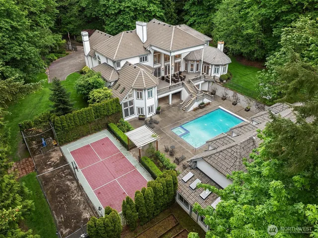 an aerial view of a house