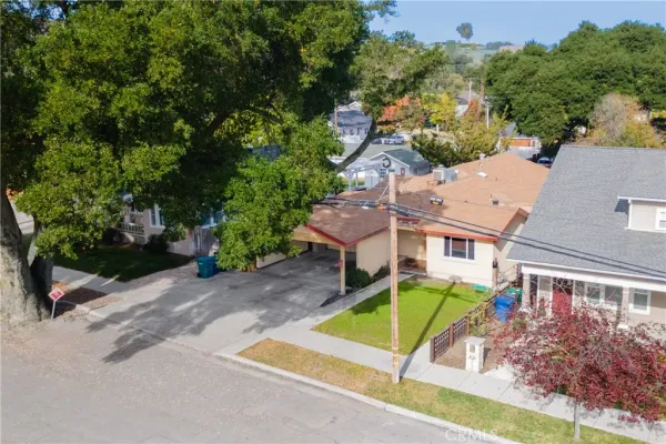 an aerial view of a house