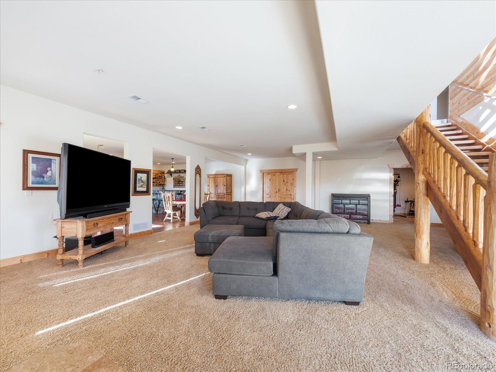 479 Dakota Ridge Road Idaho Springs, CO 80452 - Photo 28 of 50 a living room with furniture and a flat screen tv