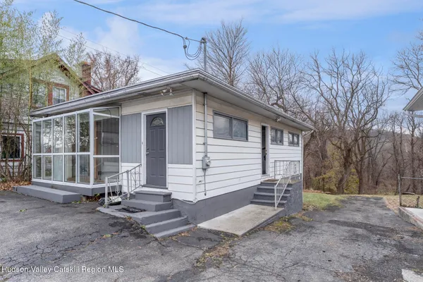 a view of snow covered with trees