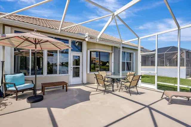 a view of a lake from a yard