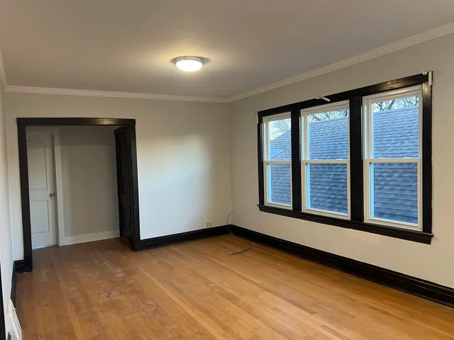 an empty room with windows