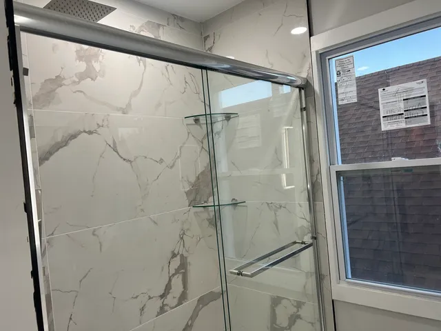 a bathroom with a shower