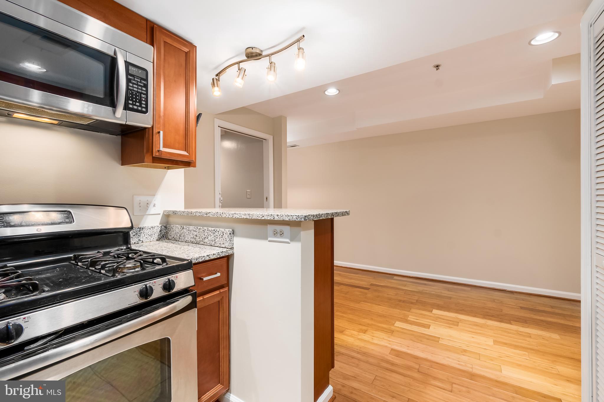 1713 Euclid Street Northwest, Unit 1 Washington, DC 20009 - Photo 3 of 27 a kitchen with stainless steel appliances granite countertop a stove and a microwave