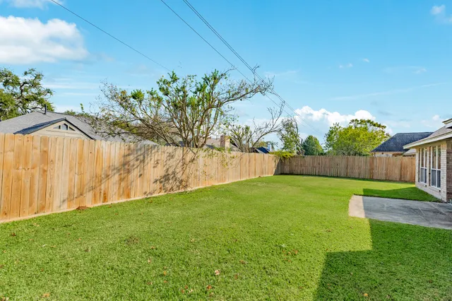 a view of a yard with a tree