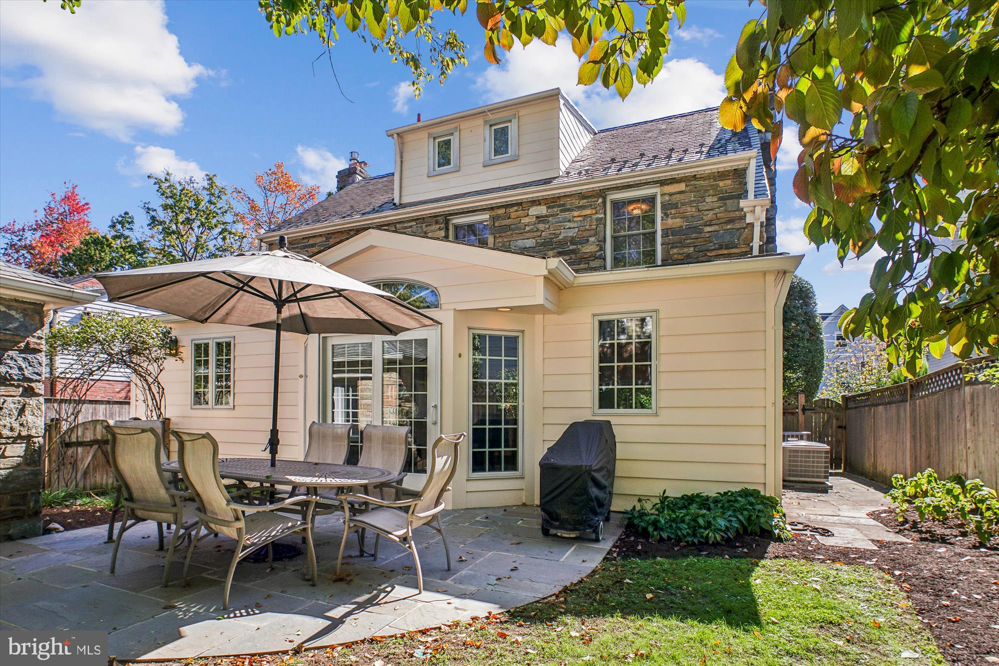 5103 Fairglen Lane Chevy Chase, MD 20815 - Photo 28 of 41 a view of a patio with table and chairs under an umbrella