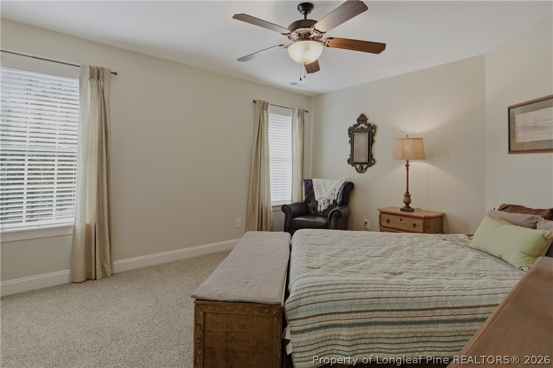 14 Spring Water Court Spring Lake, NC 28390 - Photo 15 of 34 a bedroom with a bed and a chandelier