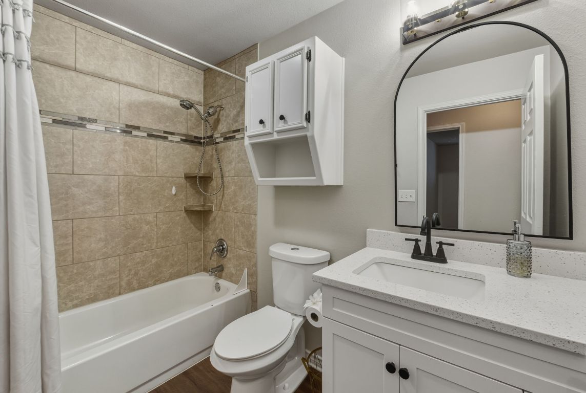 20808 Sandy Brown Lane Webberville, TX 78621 - Photo 29 of 40 a bathroom with a sink a toilet and a bathtub
