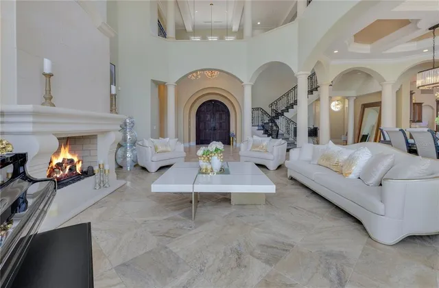 a view of a dining room kitchen and a window