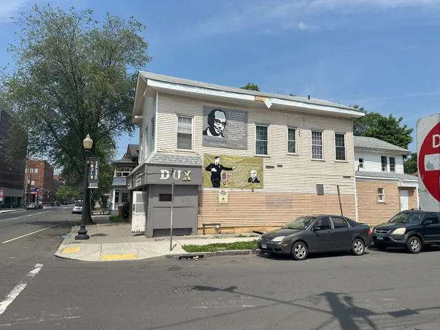 a car parked in front of a house