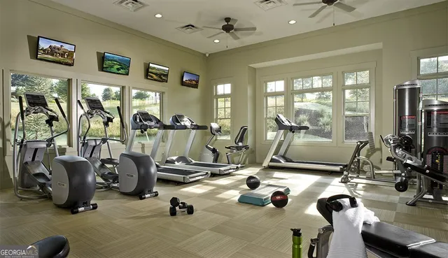 a view of a room with gym equipment