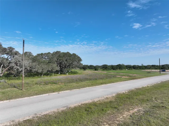 a view of a field with an ocean