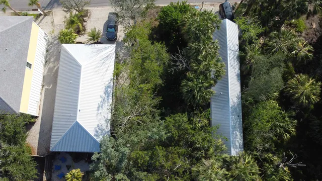 an aerial view of a house