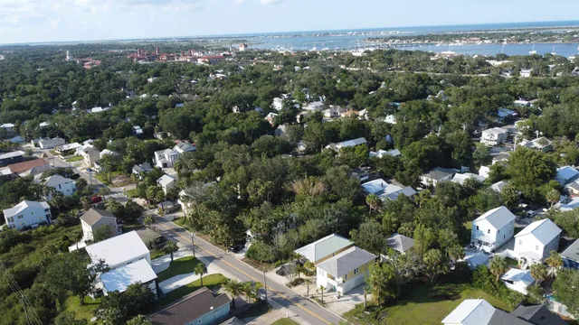 an aerial view of multiple house