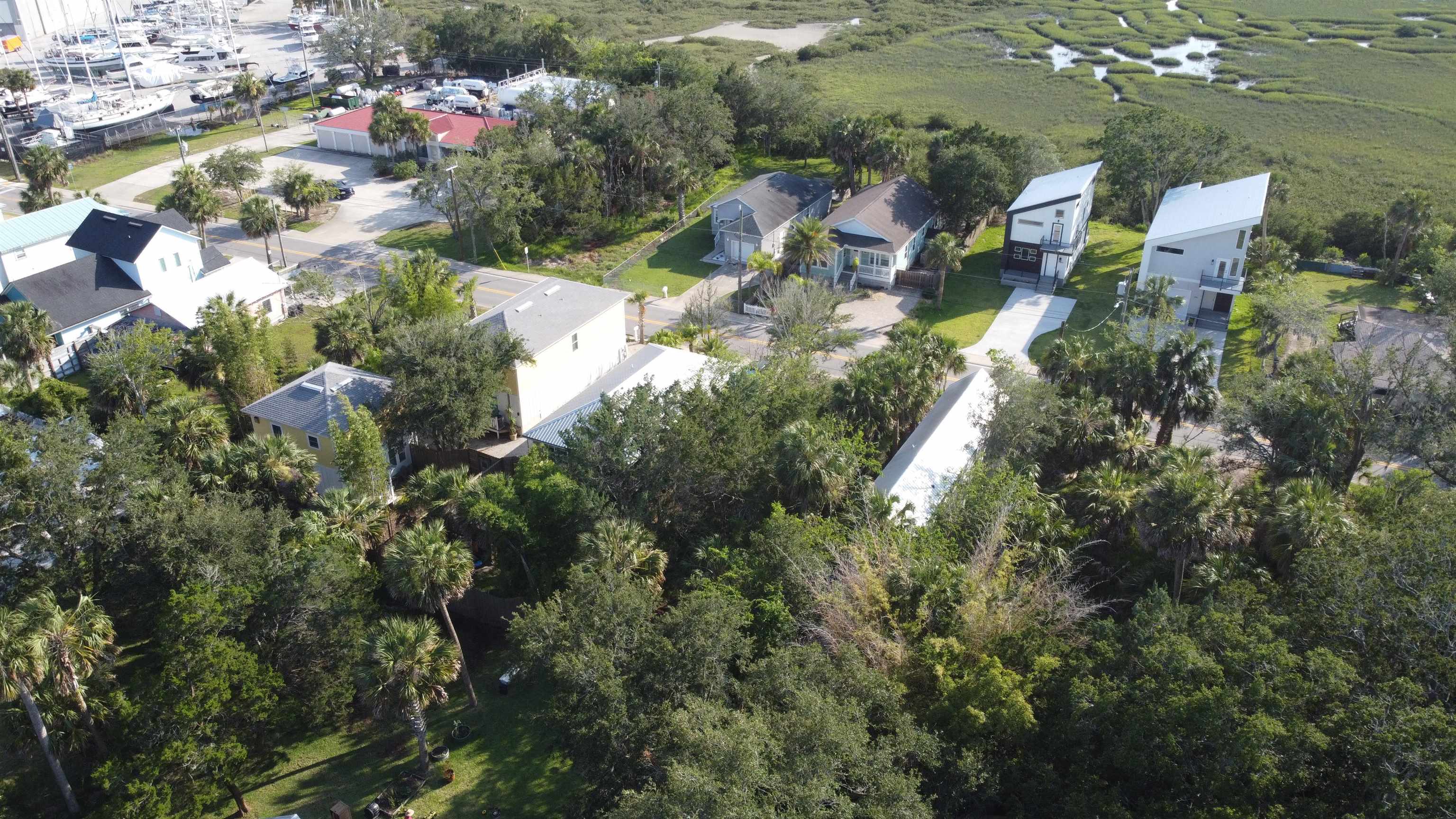 247 Riberia Street St. Augustine, FL 32084 - Photo 28 of 42 an aerial view of residential houses with outdoor space and trees