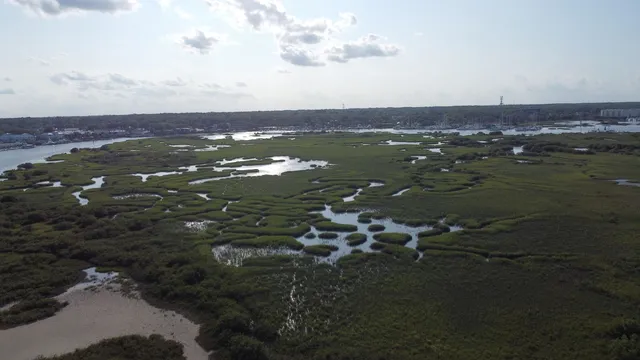 an aerial view of city and lake view