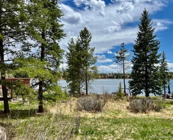 a view of a lake from a yard