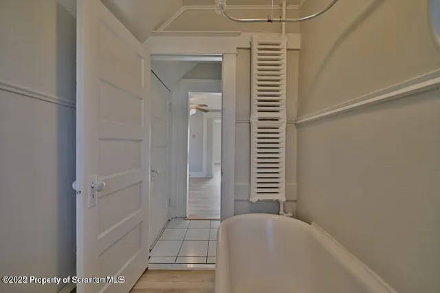 a bathroom with a bathtub