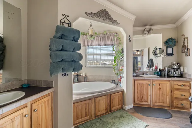 a bathroom with a sink a vanity and mirror