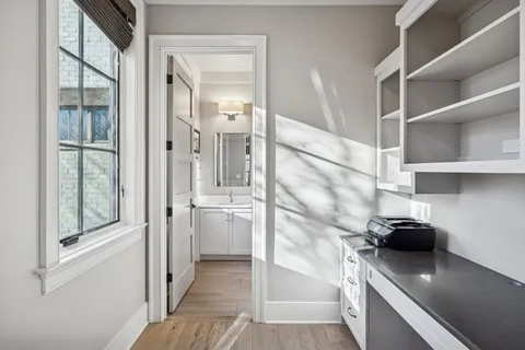 a view of wooden door