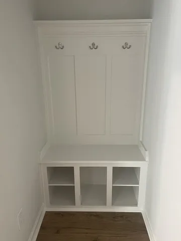 a view of an empty walk in closet