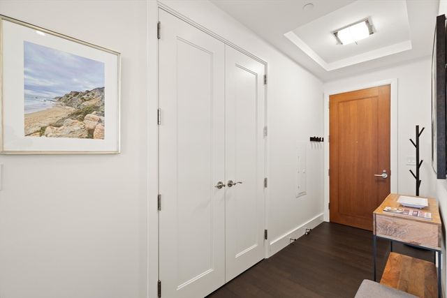 a view of a hallway with elevator