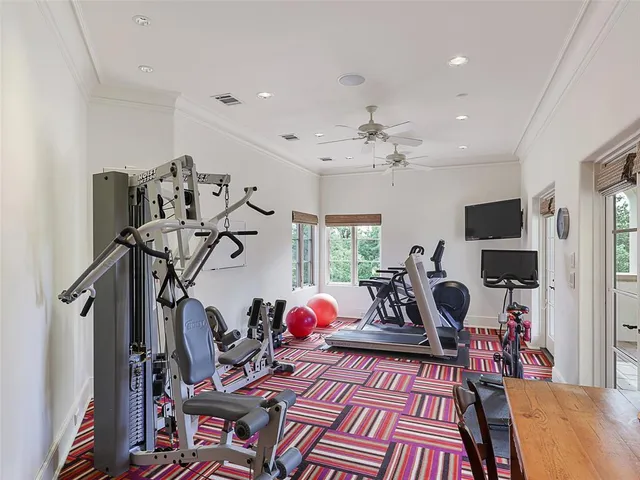 a view of a room with gym equipment