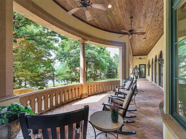 a view of a porch with furniture