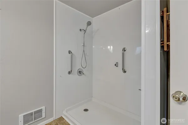 a bathroom with a shower