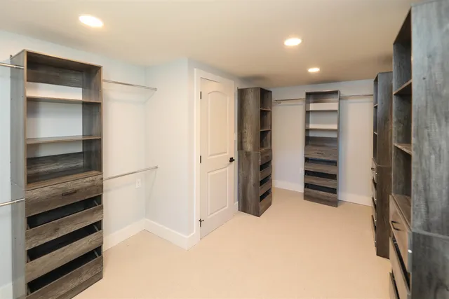 a view of walk in closet with empty racks
