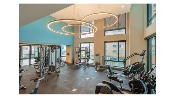 a room with gym equipment